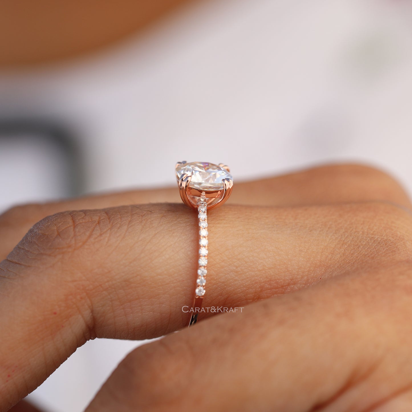0.50 CT to 3.0 CT Cushion Cut Lab Grown Diamond Engagement Ring