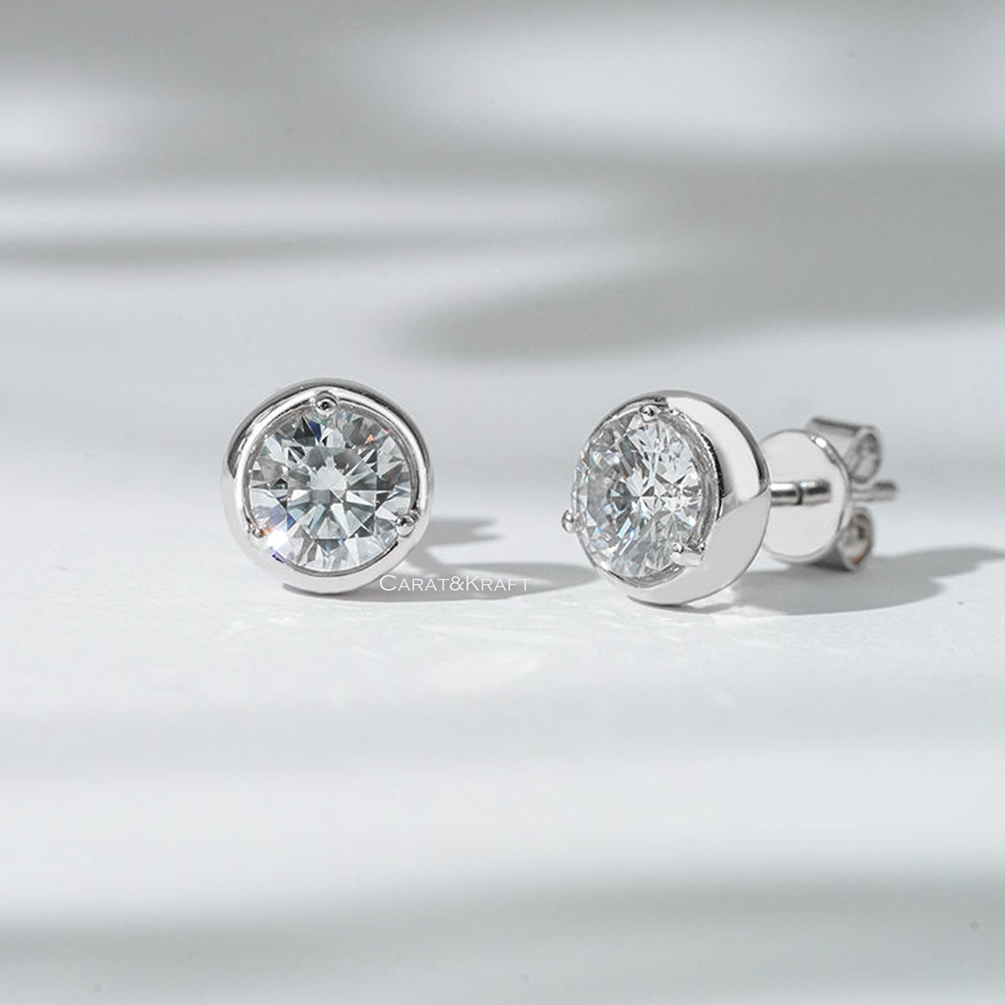 Mens or Women's Solid 925 Sterling Silver Real Moissanite Stud Earrings PASSES DIAMOND TESTER All Sizes 3mm to 10mm, Push Backs!