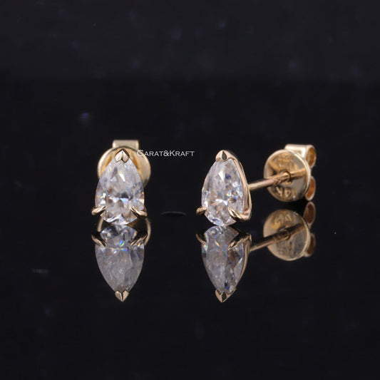 pear cut lab grown diamond stud earrings