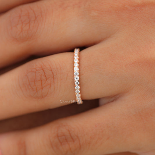 1.5mm Full Eternity Moissanite Wedding Band, Eternity Pave Wedding Ring, view 7