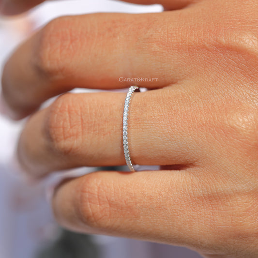 1mm Round Cut Half Eternity Wedding Band, view 1