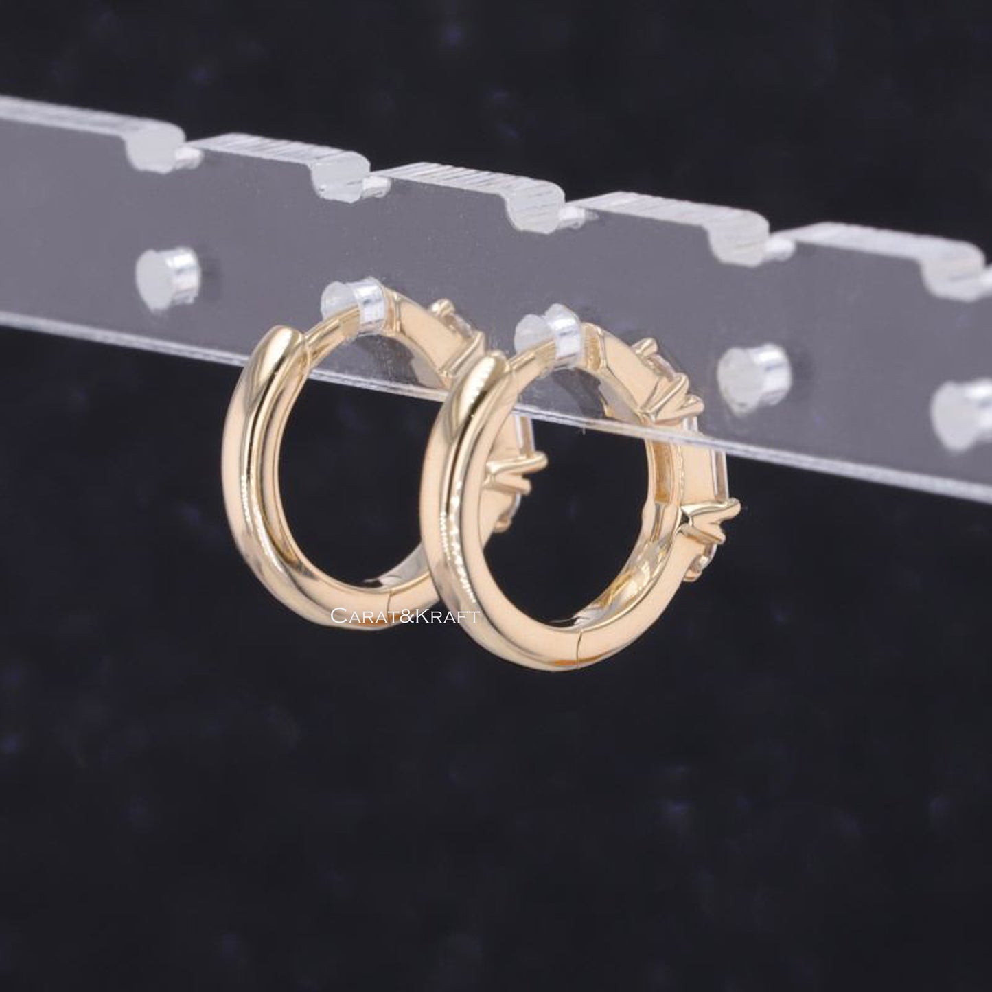 "Lab-Grown Diamond Hoop Earrings for Women • Baguette & Round Diamond Hoops • Anniversary Gift for Wife or Mother"