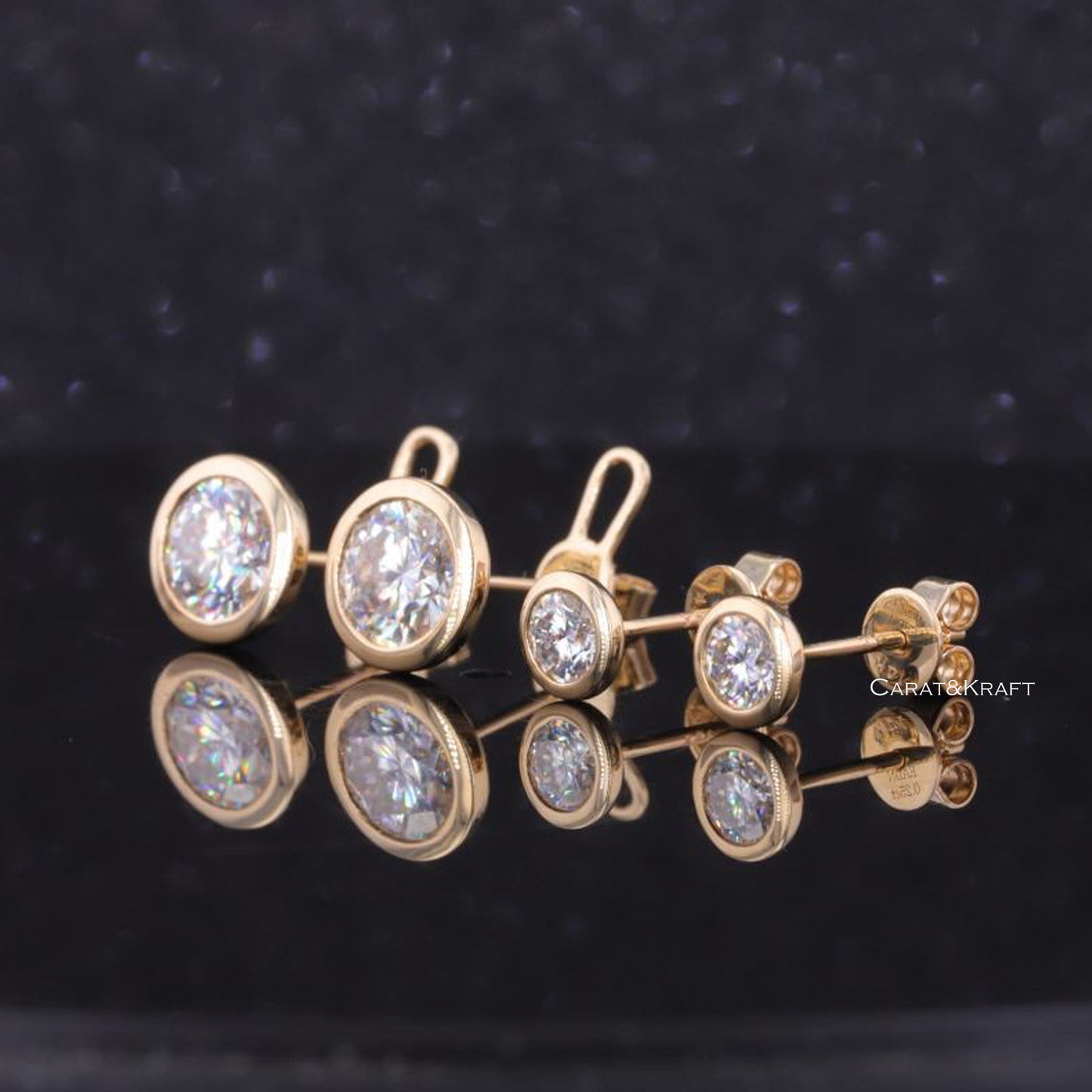 14k solid gold diamond earrings for her