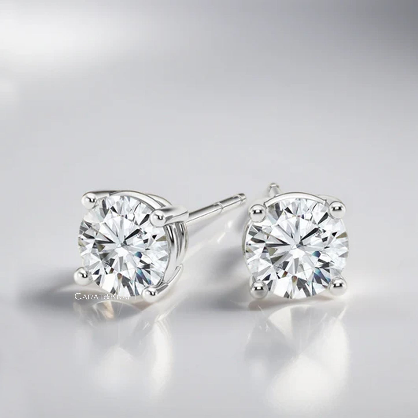 Moissanite Stud Earrings In 925 Silver or Yellow Gold Pair Earrings with Screwback, Earrings for Women & Men, Anniversary Gift