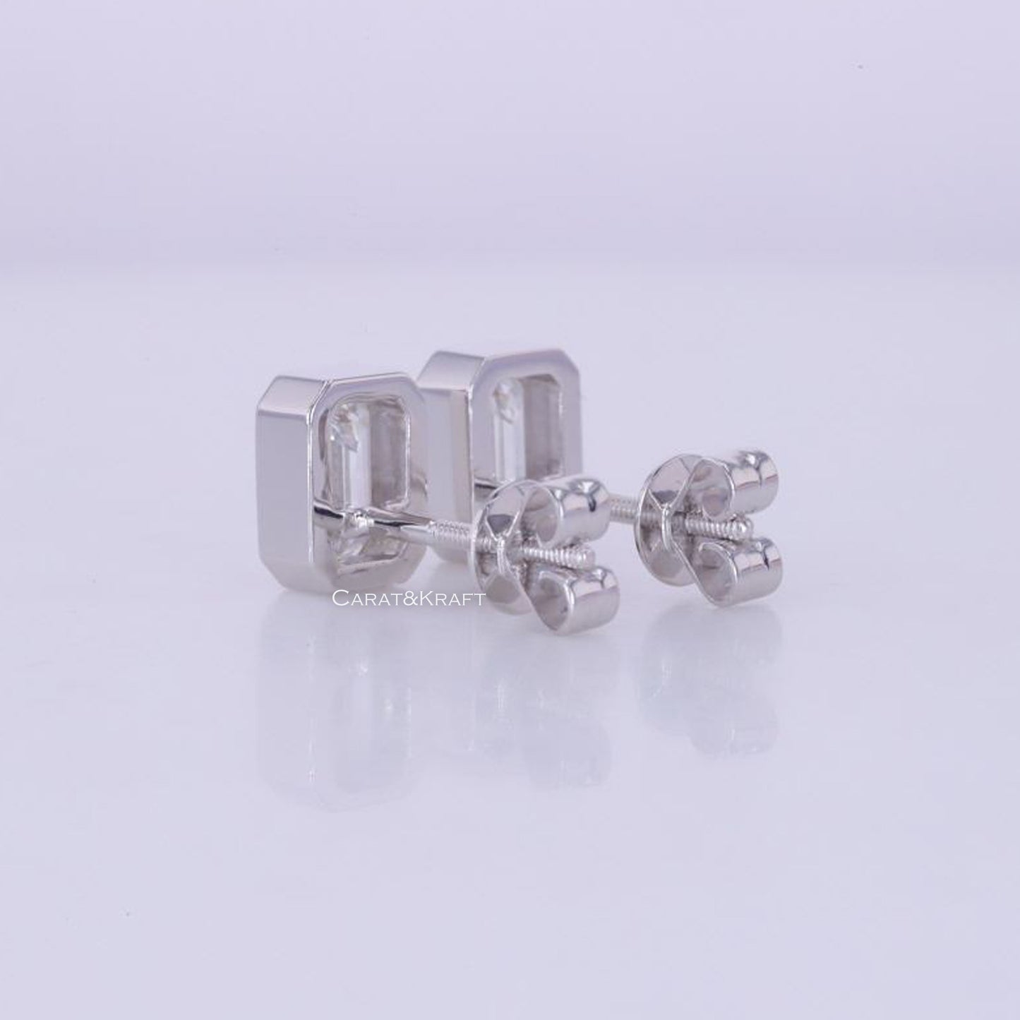 Emerald Cut Diamond Earrings for Women, 0.50 to 5.0 ct Lab Grown Diamond Stud Earrings, Push/Screw Back Earrings, Anniversary Gifts for Wife