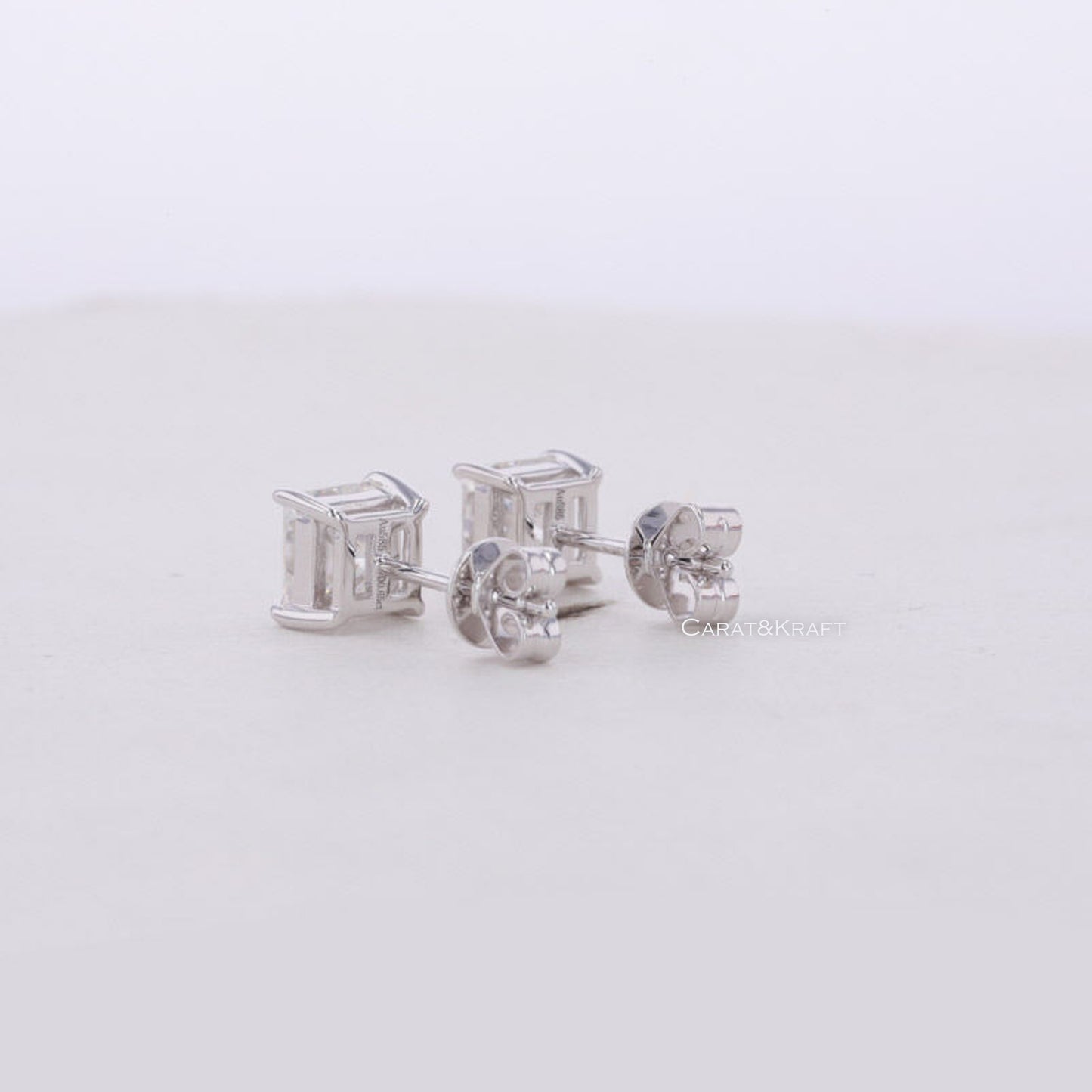 Princess Diamond Stud Earrings, EF/VS Lab Created Diamond Screw Back Earrings, Diamond Studs for Women and Girls, Wedding Earrings