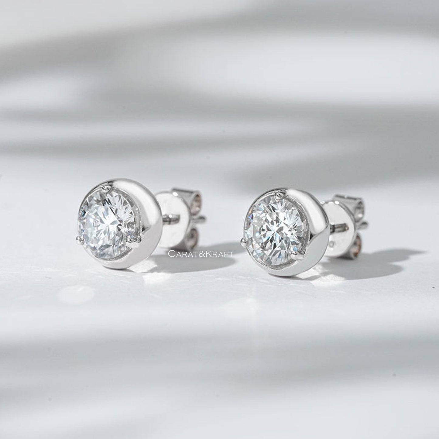 Moissanite Stud Earrings In 925 Silver or Yellow Gold Pair Earrings with Screwback, Earrings for Women & Men, Anniversary Gift