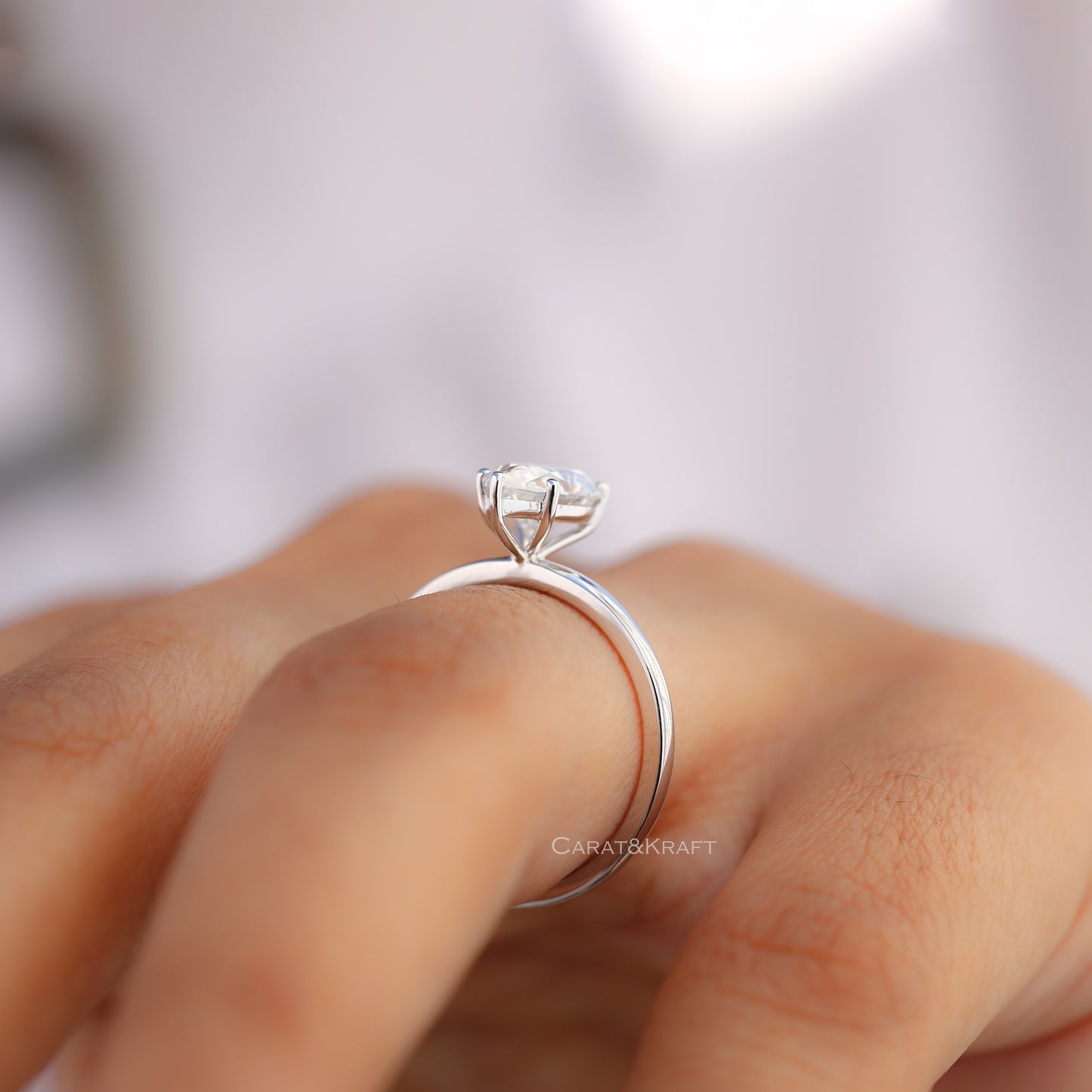 1.00 to 3.0 CT Pear Cut Lab Grown Diamond Solitaire Engagement Ring