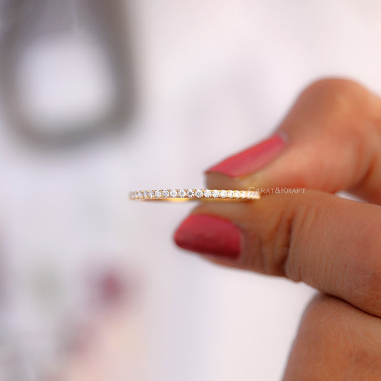 1.3mm Lab Grown Diamond Half Eternity Minimalist Band, view 1