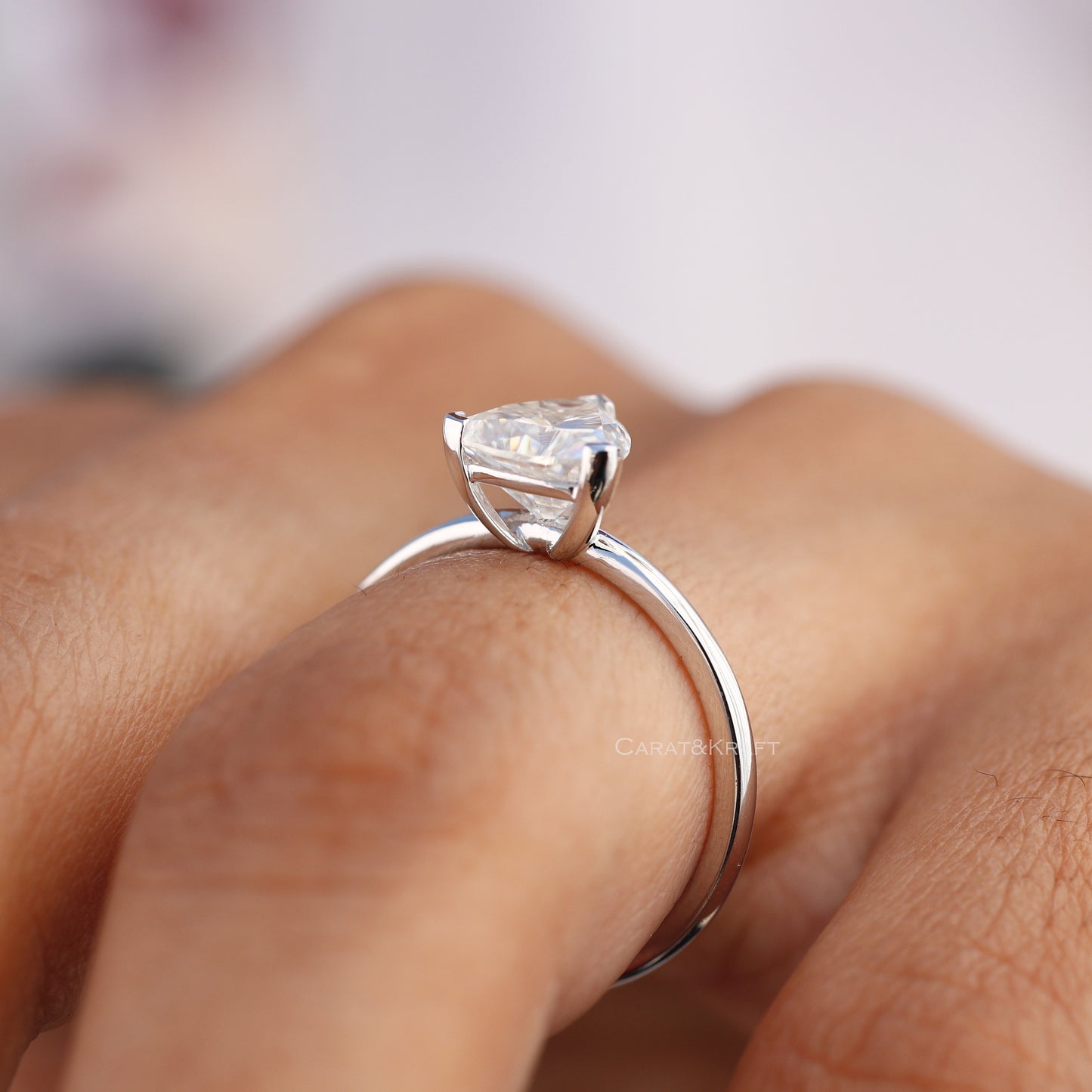 1.00 CT - 3.00CT Trillion Cut Lab Created Diamond Engagement Ring