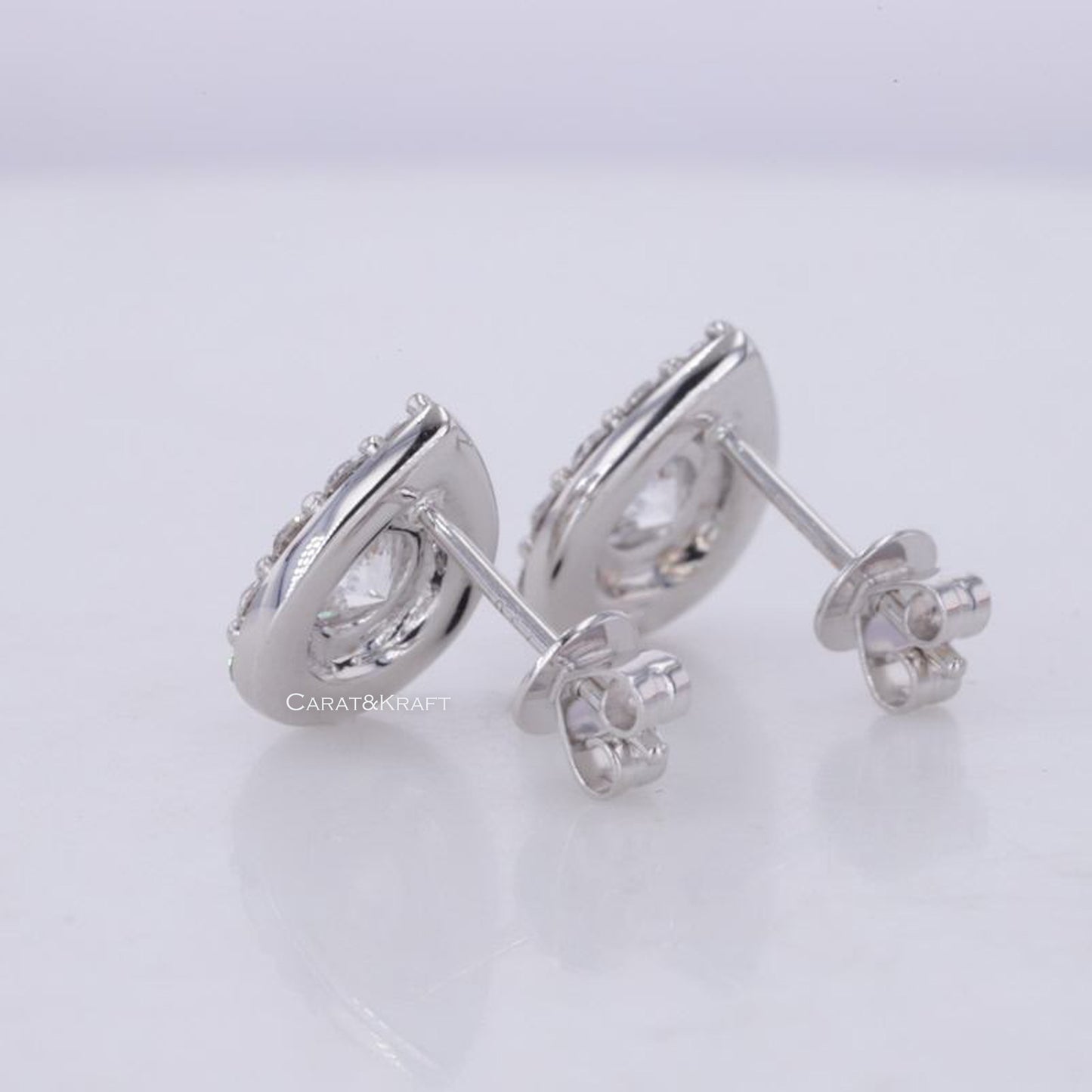 Round Cut Lab Grown Diamond Halo Studs Earrings
