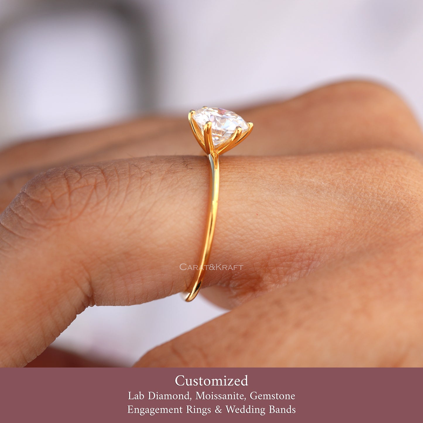 1.00 CT to 3.00CT Round Lab Diamond Solitaire Ring