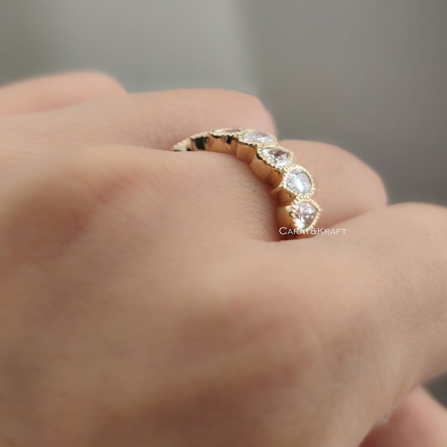 East-West Pear Diamond Band • Lab Diamond Eternity Wedding Ring • Stackable Anniversary Ring • Elegant Promise Gift for Women