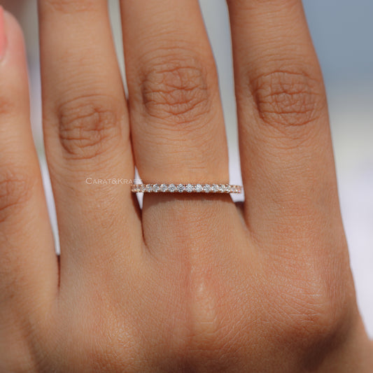 1.5mm Full Eternity Moissanite Wedding Band, Eternity Pave Wedding Ring, view 1