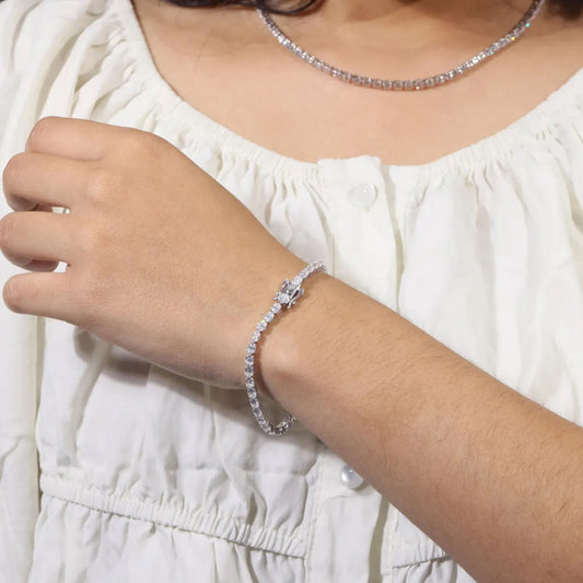 East West Oval Diamond Tennis Necklace and Bracelet