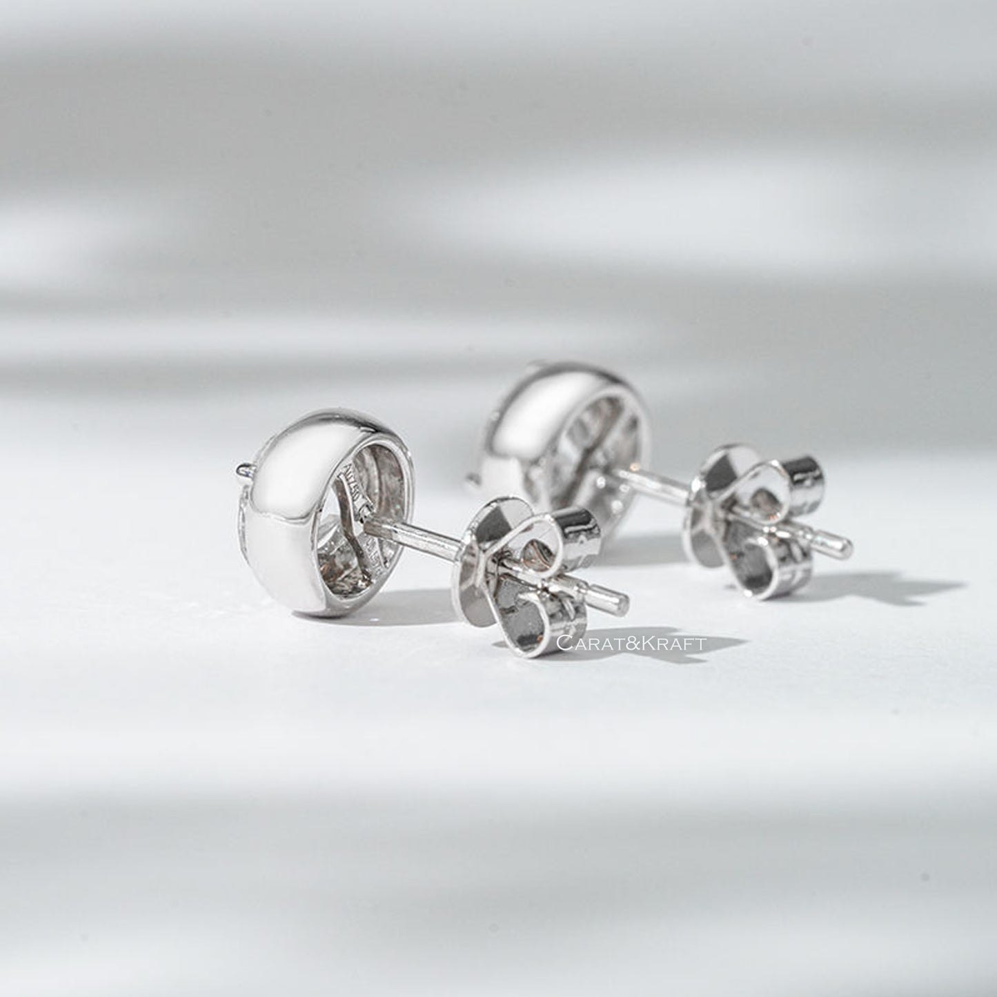 bezel set diamond studs, VVS1 Moissanite Stud Earrings: Lab Grown Diamond Alternative, 925 Sterling Silver