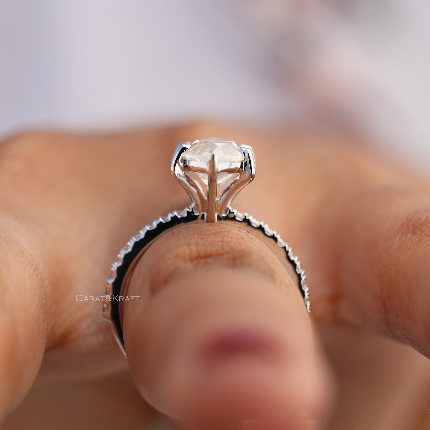 0.50 to 3.00CT Marquise Lab Grown Diamond Pave Engagement Ring