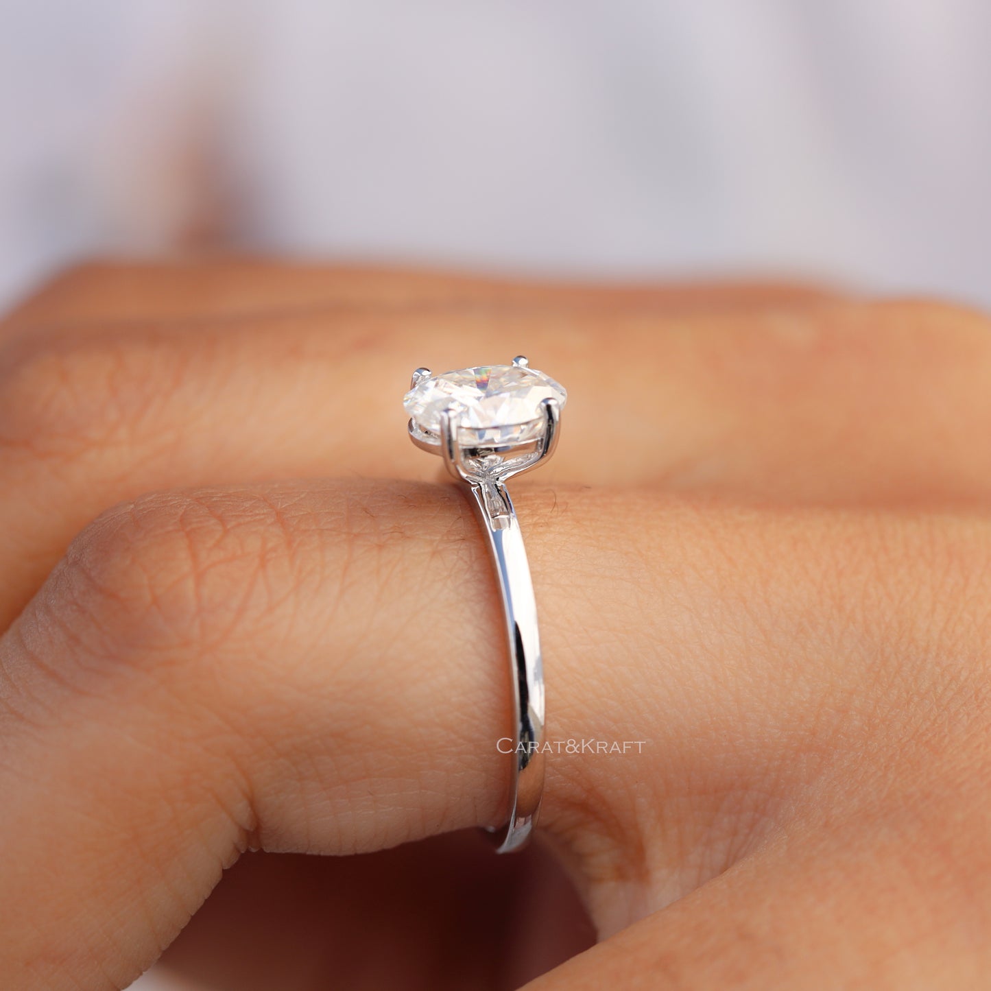 1.00- 3.0 CT Oval Cut Lab Grown Diamond Solitaire Engagement Ring