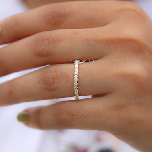 Infinity Wedding Band, 1.7mm Round Moissanite Full Eternity Band, view 1