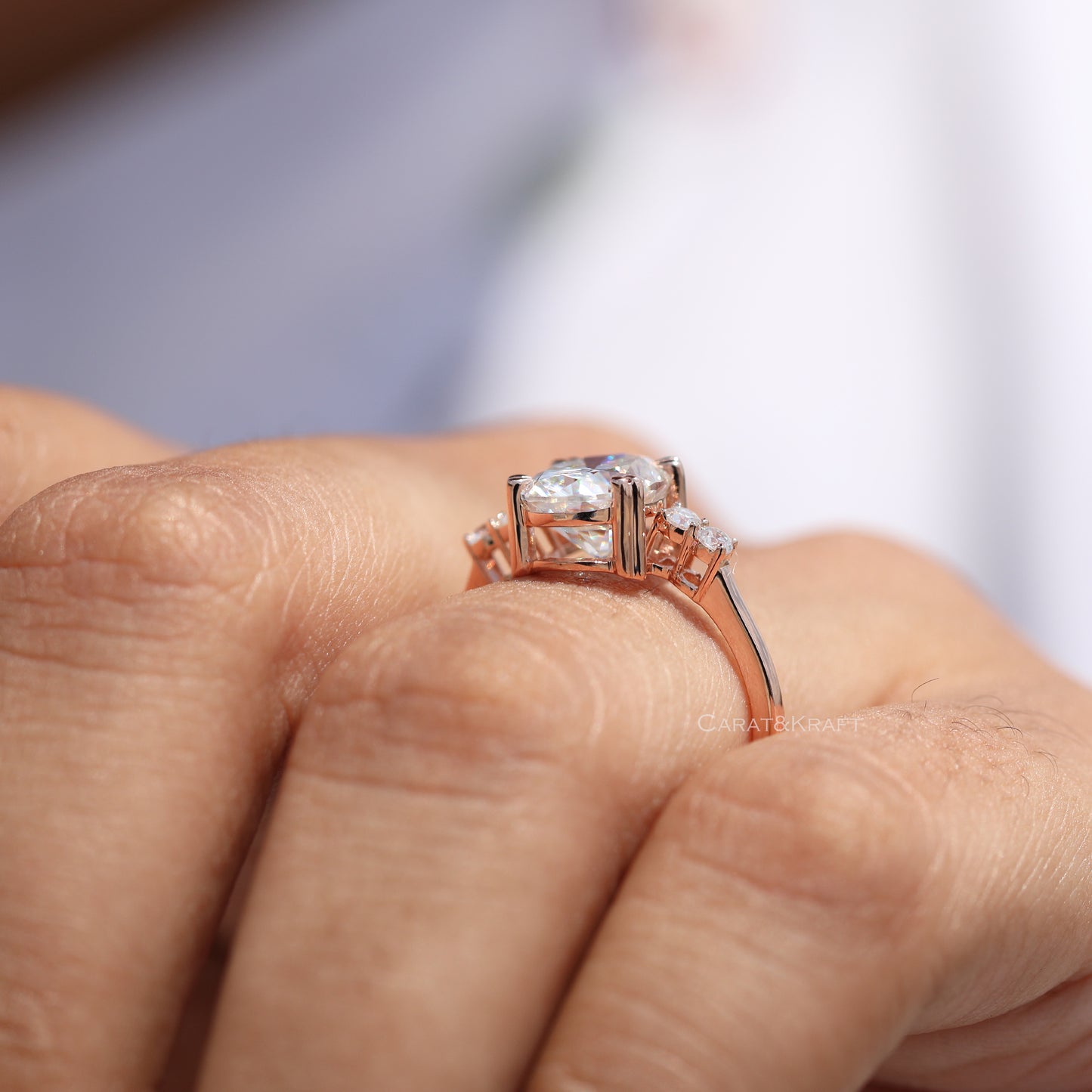 Oval Moissanite Diamond Minimalist Ring