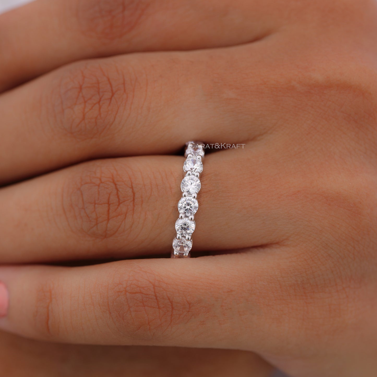 3mm VVS1 Moissanite tennis eternity ring, Moissanite Diamond ring
