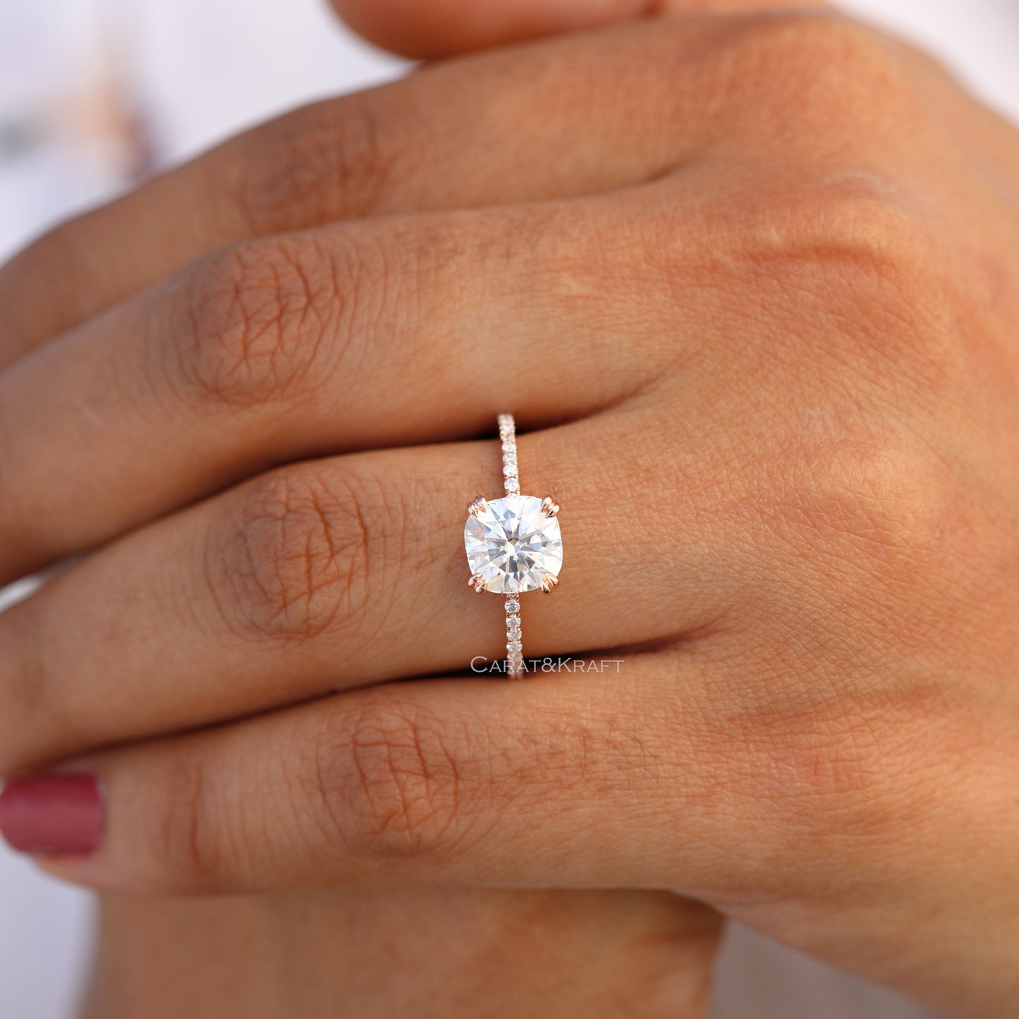 0.50 CT to 3.0 CT Cushion Cut Lab Grown Diamond Engagement Ring