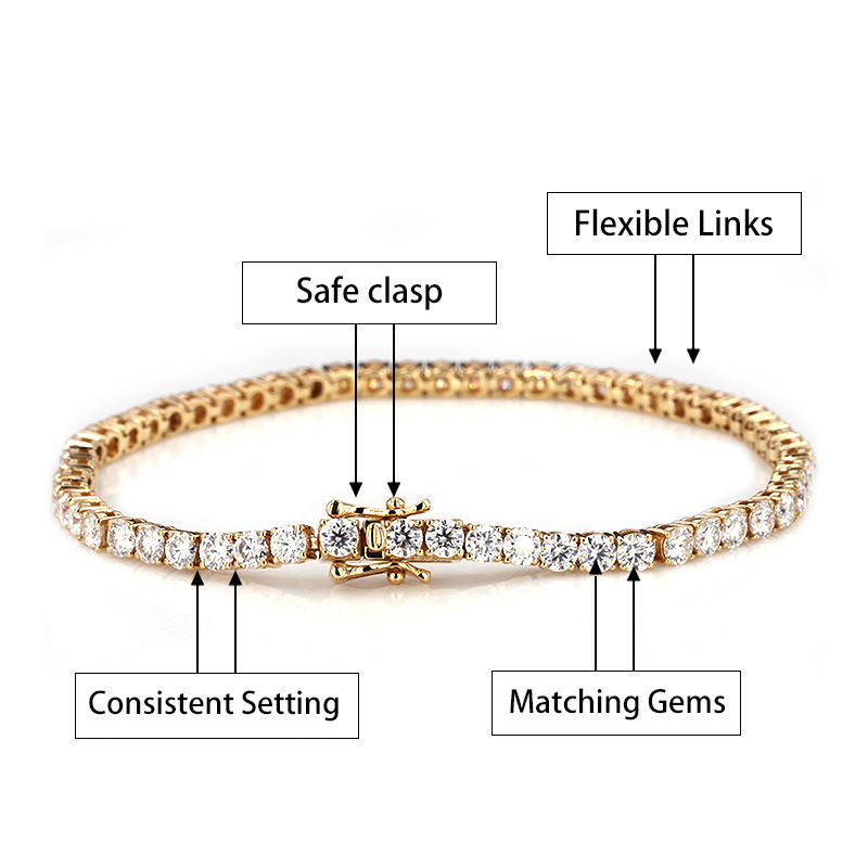 2 - 4.5mm Lab Grown Diamond Bracelet, 925 Sterling Silver Tennis Bracelet