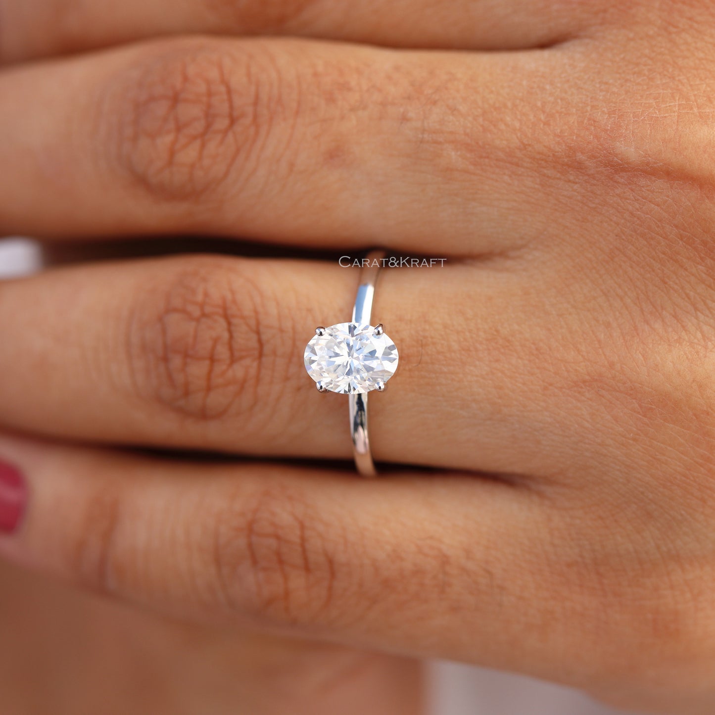 1.0 CT To 5.0 CT Oval Cut Moissanite Diamond Solitaire Engagement Ring