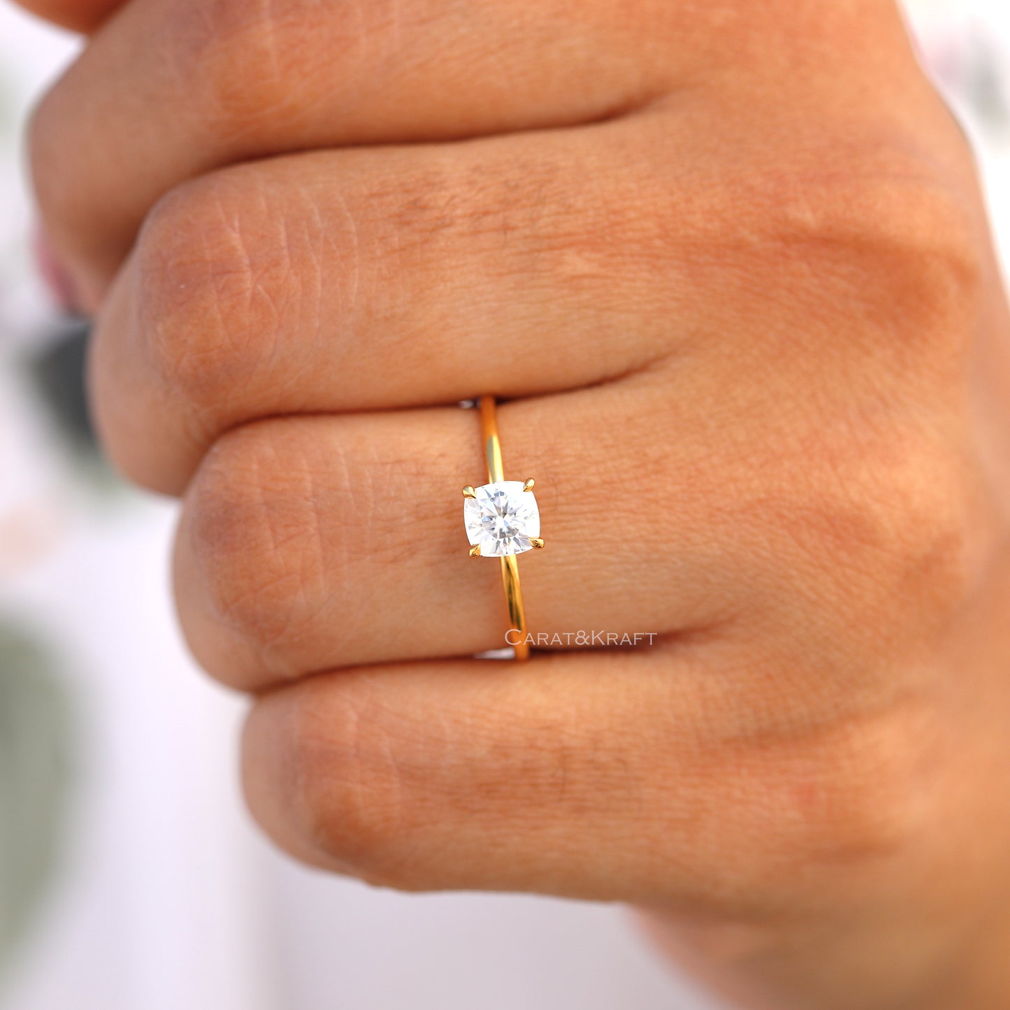 Cushion Solitaire Lab Grown Diamond Engagement Ring