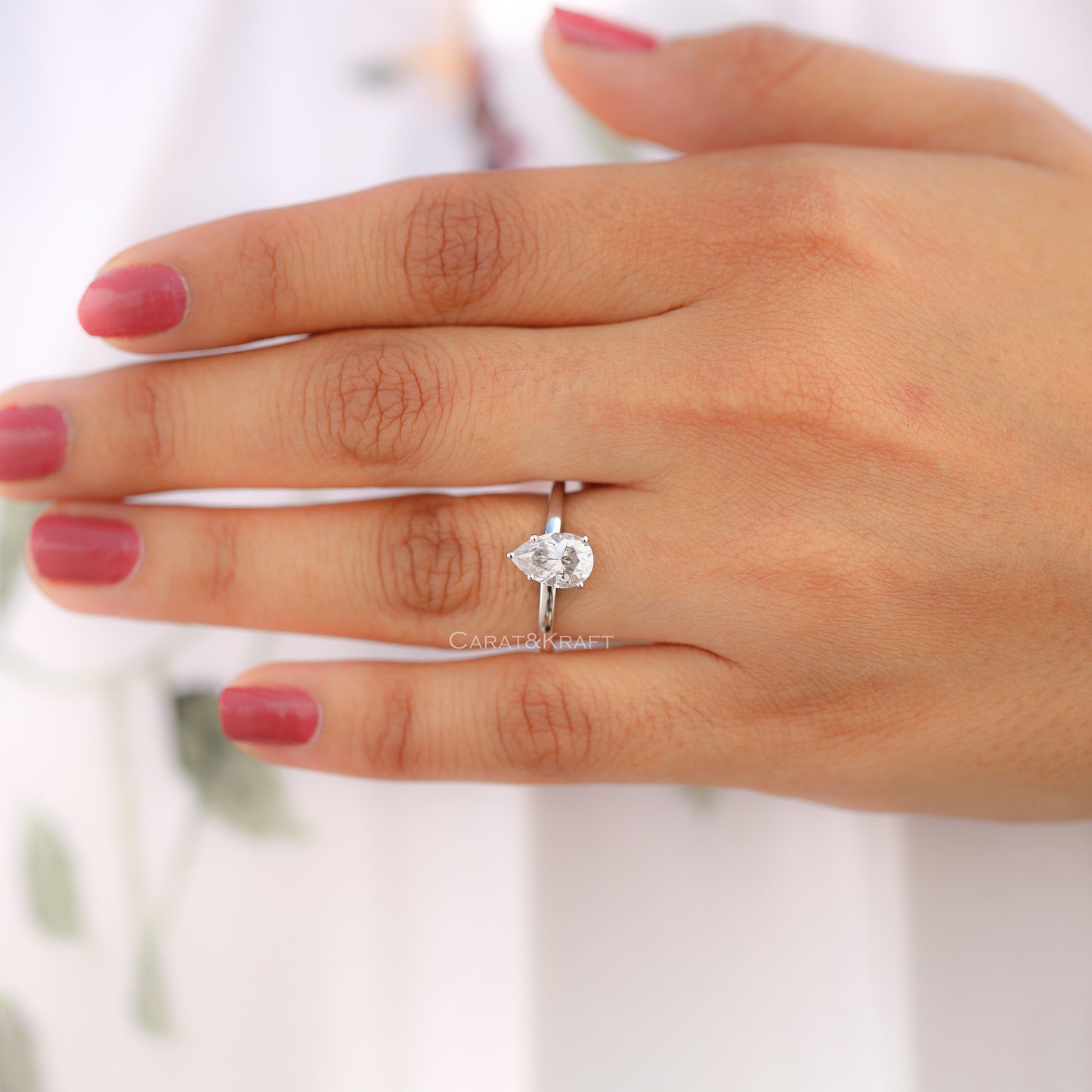 1.00CT To 5.00CT Pear Moissanite Solitaire Ring