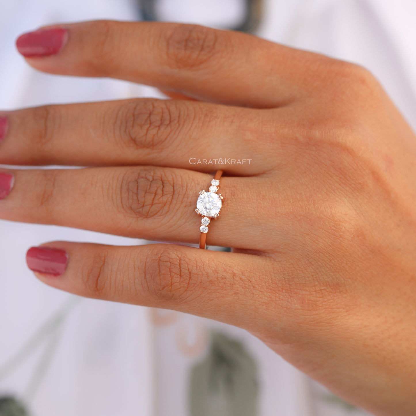 Cushion Cut Double Claw Prong Minimalist Engagement Ring
