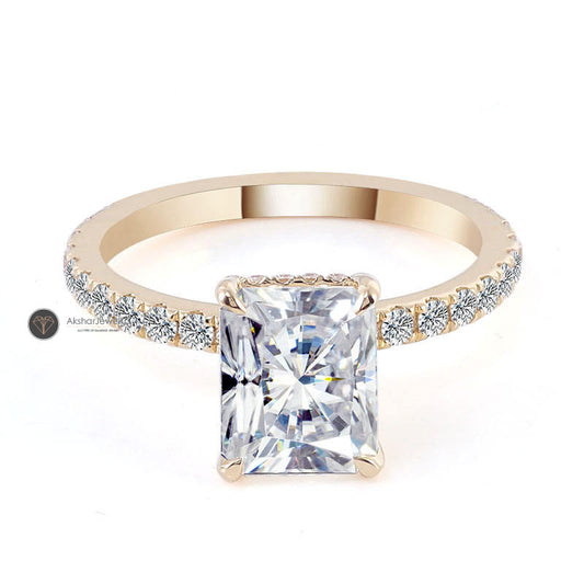 Radiant Hidden Halo Moissanite Ring, view 1