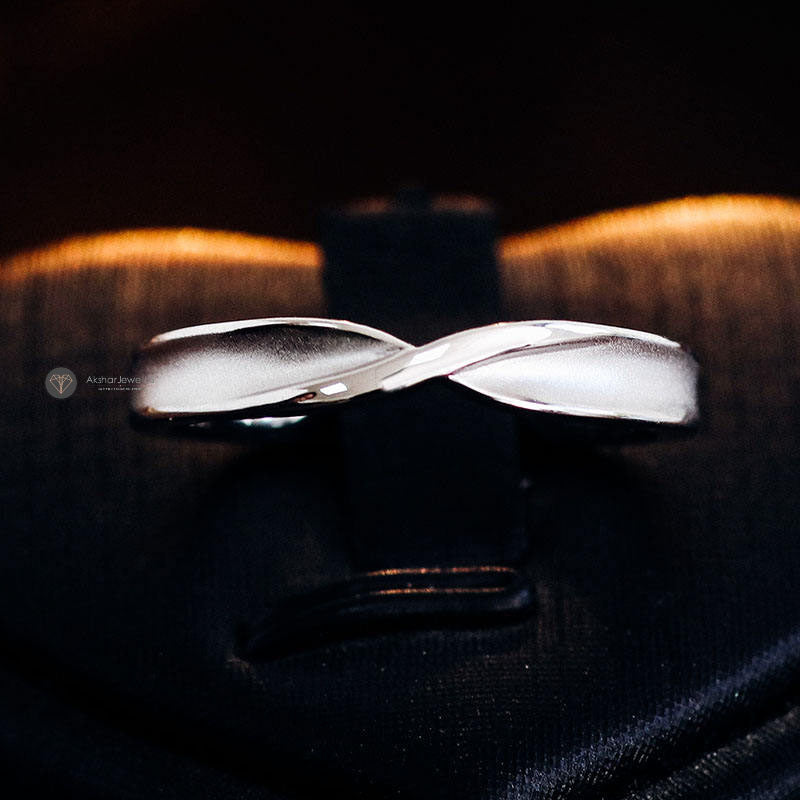 Infinity Shape Knot White Gold Ring, Modern Silver Promise Ring