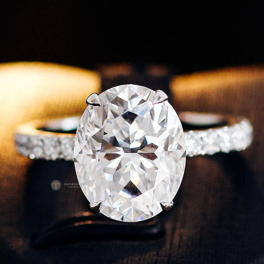 1.00CT To 5.00 CT Oval Cut Moissanite Ring, Hidden Halo Engagement Ring