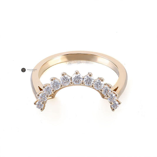 Moissanite Curved Wedding Band Set, Moissanite Band Set, Curved Wedding Band, view 1