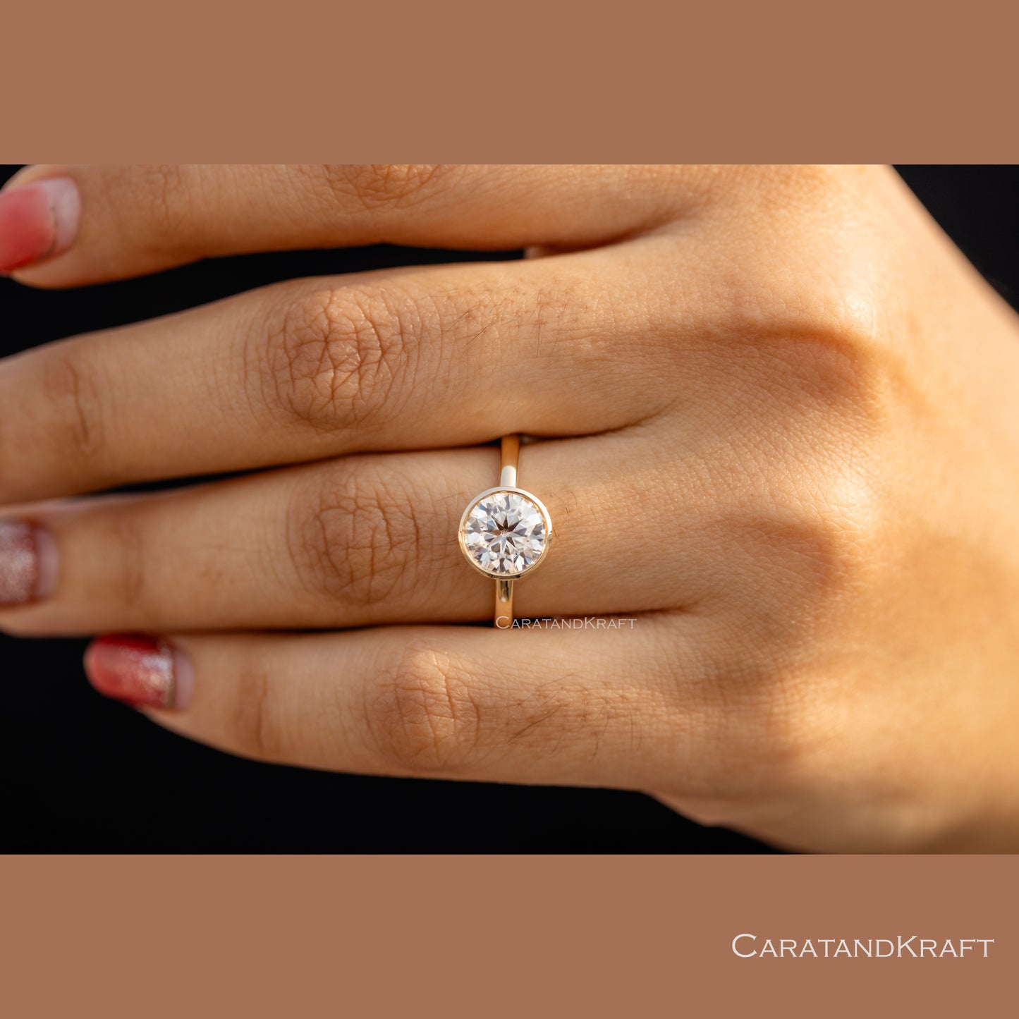 0.25CT - 2.00CT Round Lab Grown Diamond Engagement Ring, E/VS Solitaire Bezel Set Ring