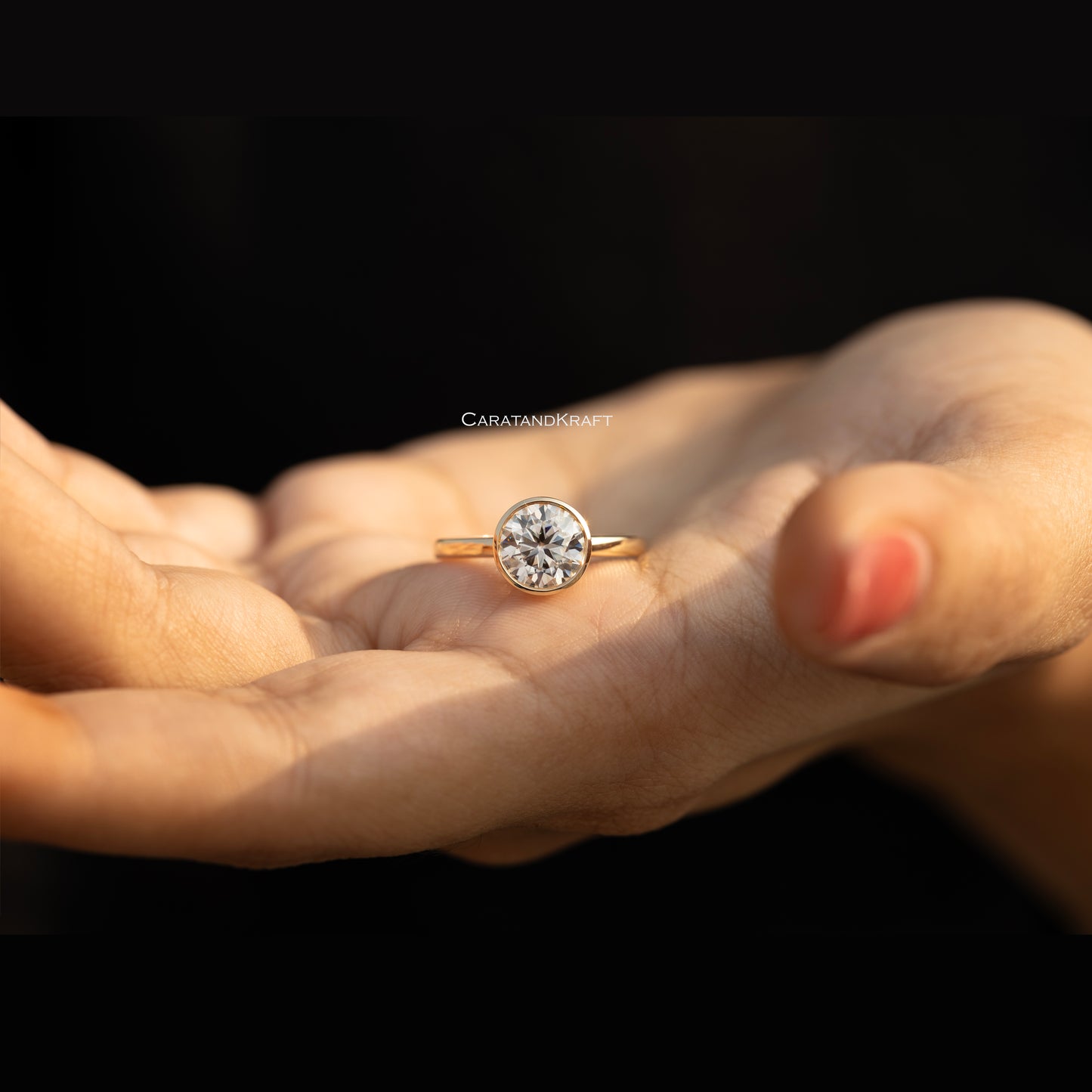 0.25CT - 2.00CT Round Lab Grown Diamond Engagement Ring, E/VS Solitaire Bezel Set Ring