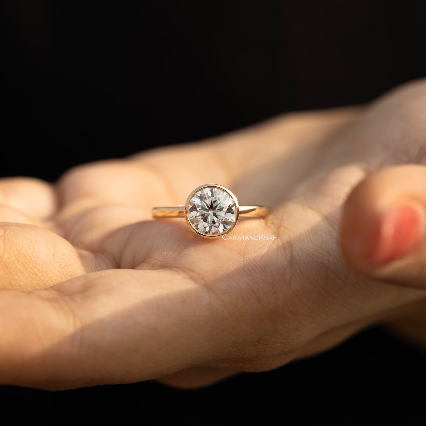 1.00CT To 5.00CT Colorless Round Moissanite Engagement Ring, Bezel Set Solitaire Simple Ring