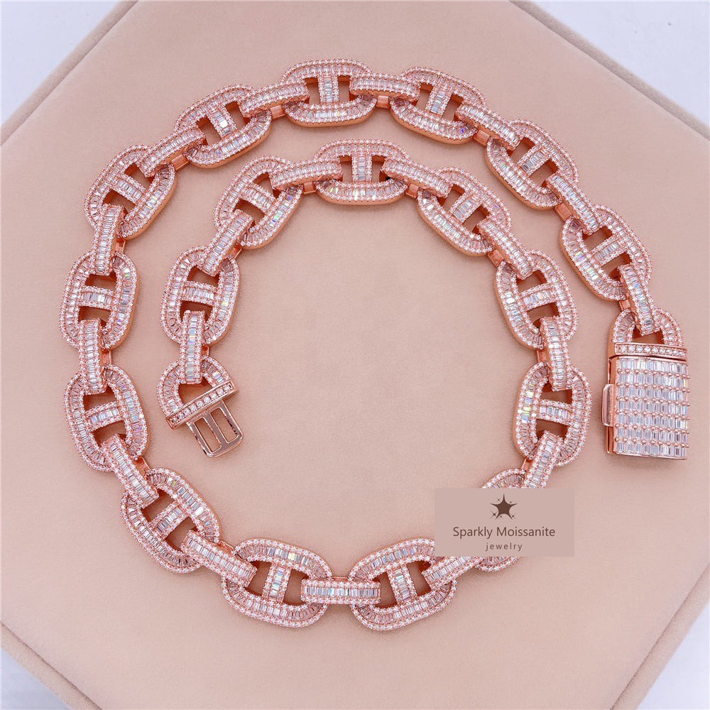 15mm & 18mm Iced Out Baguette Cut Cuban Link Chain