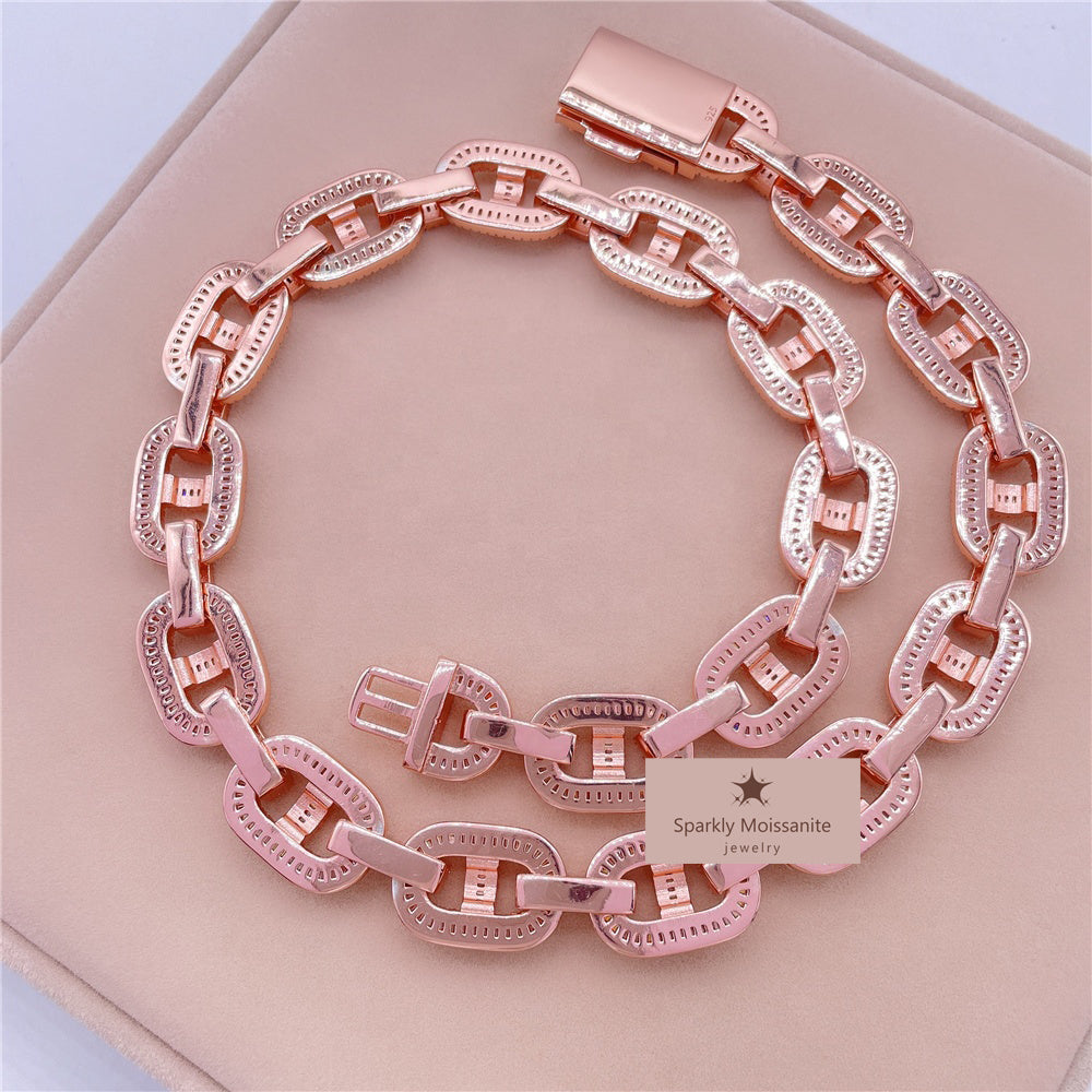 iced out silver VVS diamonds cuban chain