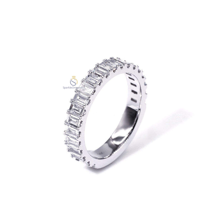 Emerald Cut Moissanite 3/4 Eternity Band
