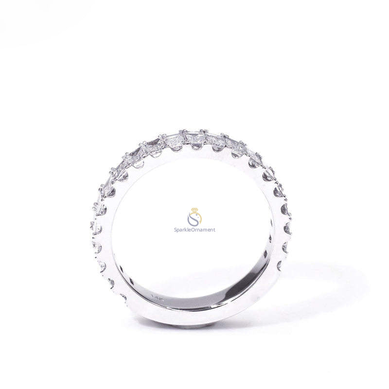 Emerald Cut Moissanite 3/4 Eternity Band