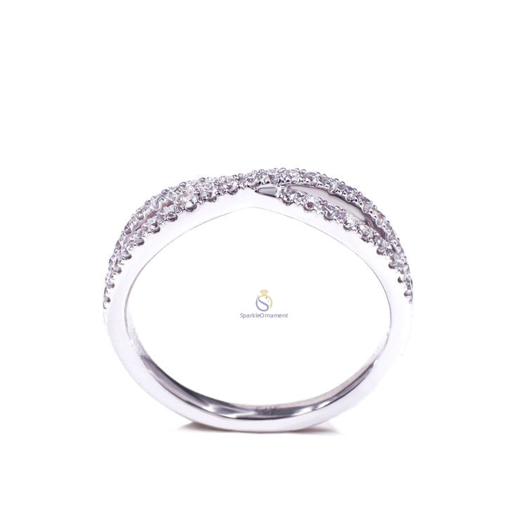 Vintage Criss Cross Lab Grown Diamond Wedding Band