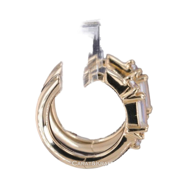 Baguette and Round Lab Grown Diamond Hoop Earrings from Carat and Kraft, on white