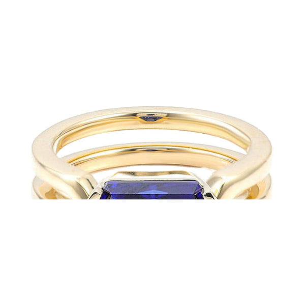 Blue sapphire Hexagon Diamond Ring For Men from Carat and Kraft, on white