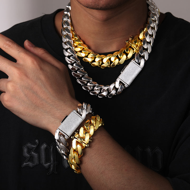 cubanlink-unisex-cuban necklace-gold-silver-hip hop jewelry