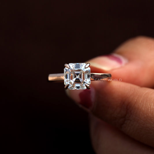 2.50CT Asscher Step Cut Moissanite Solitaire Engagement Ring, view 1