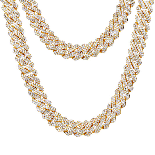 Heavy Cuban Link Brass Chain & Bracelet, view 1