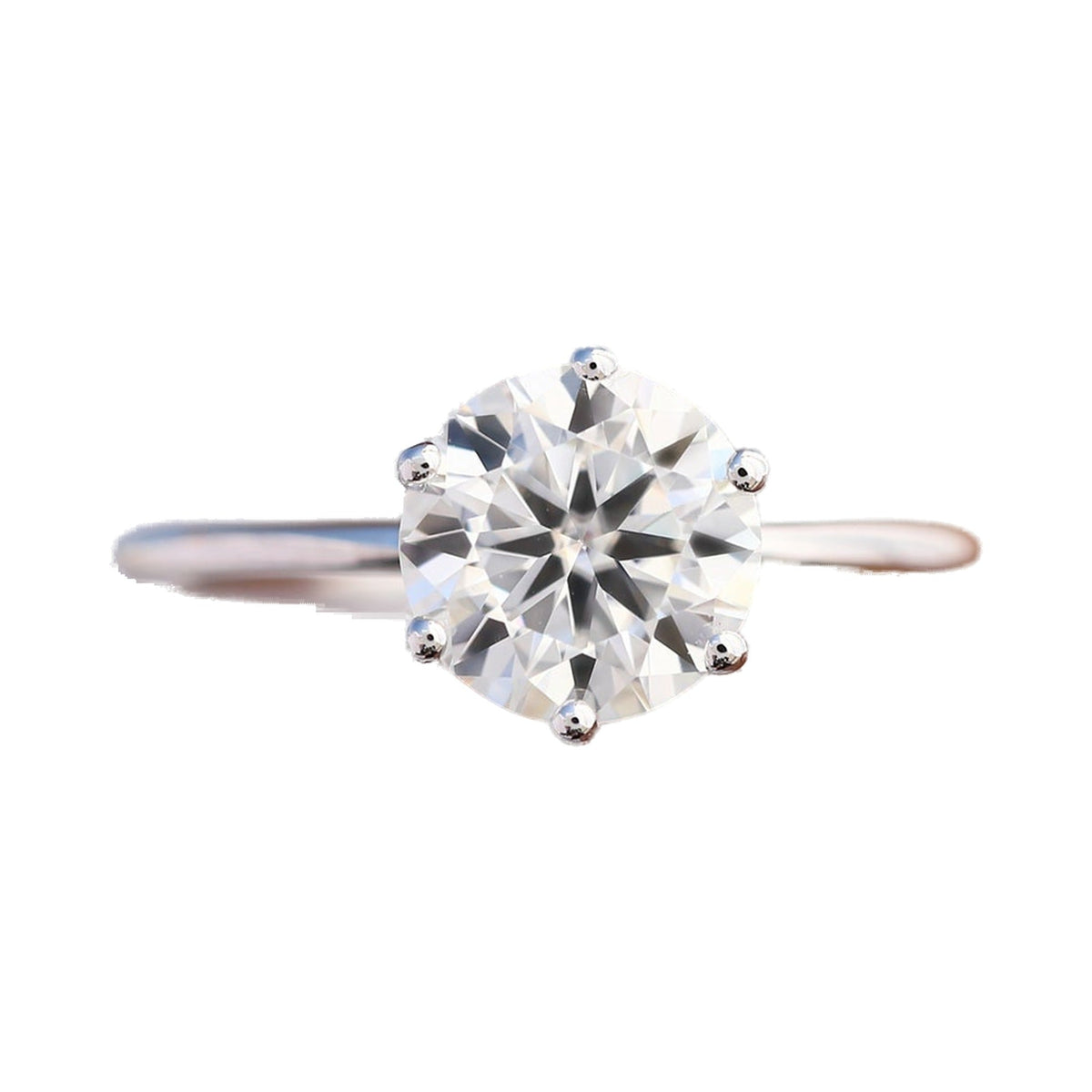 Round six prong lab grown diamond solitaire ring