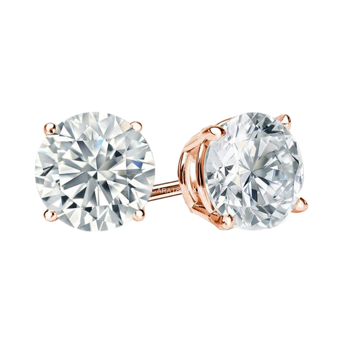Round Lab Grown Diamond Stud Earrings from Carat and Kraft, on white